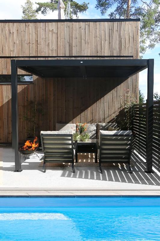 Veggmontert Pergola 4x3m  Sort